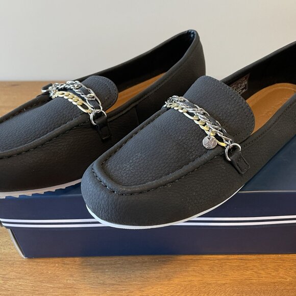 NIB, Nautica Women's size 9 Black Sommerland Casual Slip-on Loafers Chain Detail - Picture 11 of 11